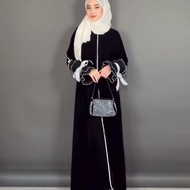 abaya turkey hitam gamis gaun jubah dress muslim wanita syari jetblack