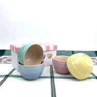 5ZW French Ice Cream Color Series 10cm Rice Bowl 4-Piece Set Ceramic Bowl Soup Bowl Small Rice Set
