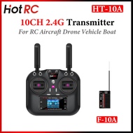 HOTRC HT-10A 10CH 2.4G Transmitter PWM Color Screen Remote Controller With F-10A Receiver For RC Air