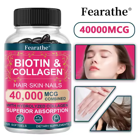 Biotin Collagen Supplement - Hair Growth Support, Skin & Nails - 40000 mcg with Vitamins B Complex, 