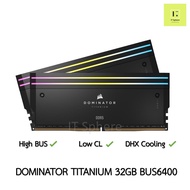 Ram Corsair Dominator Titanium 32GB Bus 6400 DDR5 สีดำ BLACK แรม RGB 32GB (2x16GB) DDR5 6400MHz C32 