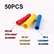 50 Pcs Insulated Straight Butt Wire Terminal Splice Crimp PVC Insulated Copper Tube Cold Press Cable