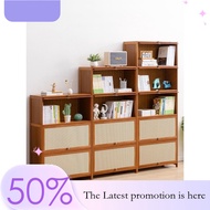 Bamboo Book Cabinet Combination Book Shelf Chinese Style Storage Cabinet Large Book Shelf With Door