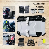 TOP BOX ALUMINIUM BOX MOTORCYCLE X DESIGN | KOTAK MOTOSIKAL PETI ALUMINIUM BOX MOTORCYCLE 45 LITER