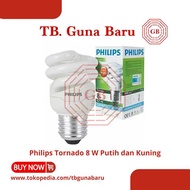 Lampu Bohlam Philips Phillips Tornado Spiral 8W Warna Putih / Kuning