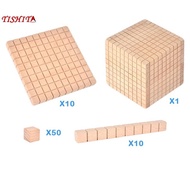 [tishita] Base Ten Blocks Wooden Learning Toy Math Manipulatives Counting Square Number Blocks Subtr