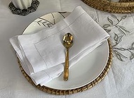 Nature4u 100% Pure Linen Dinner Napkins Set of 4, 20 x 20 Inches, Hemstitch, Natural, Table Cloths, 