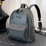 📿 In Stock New Men's Backpack Plaid Leather Backpack College Student Schoolbag Computer Backpack