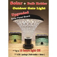 Solar LED Gate Light 40W with RGB colour + E27 holder bulb