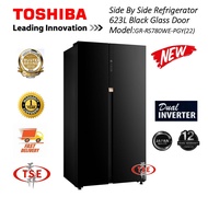 Toshiba GR-RS780WE-PGY(22) Side by Side Fridge Inverter Refrigerator 623L Black Glass Door