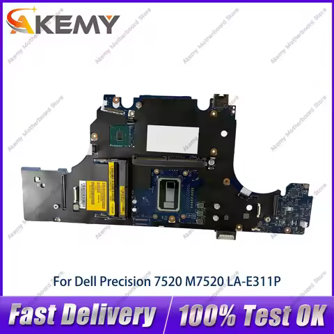 For Dell Precision 7520 M7520 Notebook Mainboard LA-E311P with i5 i7-6th 7th Gen CPU 0H91VT 0W513H 0