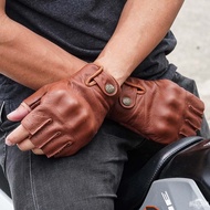 Mile Stone Oldman Half Finger Gloves Authentic 1 Cowhide Brown
