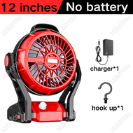 12 inch Rechargeable Fan Battery Fan Camping With LED light Cordless Portable Kipas Angin Industrial
