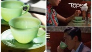 古董FIRE KING Jane Ray Cup & Saucer Set (2杯2碟) 🇺🇸 1950s 美國古董《花樣年華》