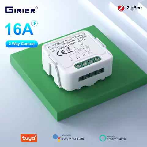 GIRIER Tuya ZigBee Smart Switch Module 16A DIY Universal Breaker Relay for Light Switch Supports 2-w
