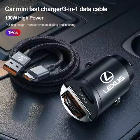 100W USB Type C Data Line Car Fast Charger/Auto Cigarette Lighter Convert Plug For Lexus RX300 IS200