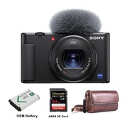 Sony ZV-1 Digital Camera ZV1+64GB+PU Dark Brown Pouch+OEM Battery