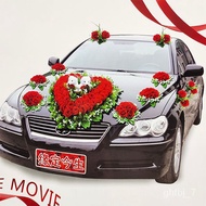 YQ Wedding Car Decoration Car Head Flower Latte Art Suit Wedding Tie Main and Auxiliary Wedding Car Head Flower Bear Sim
