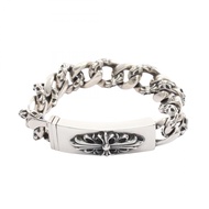 【二手】Chrome Hearts 手鍊 花卉十字架 ID 手鍊 花式鏈環 925 純銀手鍊 男士二手 A