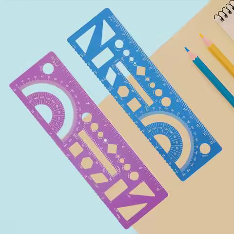 15cm/6-inch 3-in-1 Aluminum Ruler - Geometry Measuring Tool for School, Office & Engineering Drawing