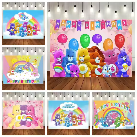 Care Bears Backdrop Love Rainbow Bear Banner Children's Birthday Party Decoration Photography Backgr