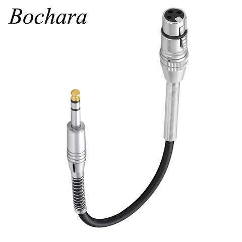 Bochara 30cm 6.5mm Stereo Jack Male to XLR Female Microphone Mixer Converter Audio Cable Foil+Braide