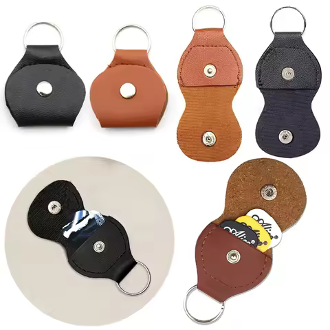 5PCS Guitar Pick Bag PU Leather High Quality Pick Storage Black Brown 2 Colors Available Pick Holder