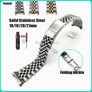 Curved End Watch Band 18mm 19mm 20mm 21mm Watch Strap Solid Stainless Steel Metal Watchband Folding 