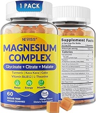NEVISS Triple Magnesium Complex, Magnesium Gummies 400mg of Magnesium Glycinate, Citrate & Malate w/