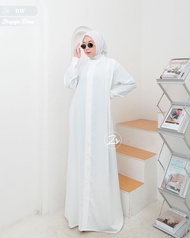 SLAVINA DAN SHAFEYA ZIRA DRESS SABRINA LIS KANCING JAHIT SMOCK OOTD LEBARAN SYARI