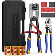 haisstronica Heavy Duty Battery Cable Crimping Tool Kit-Ratchet Hex Extended Handle Crimper for 8,6,