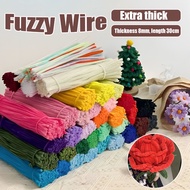 100pcs Fuzzy Wire 8mm Velvet Wire Twisted Stick Fuzzy Wire Chenille Stems Handicraft Material Packag