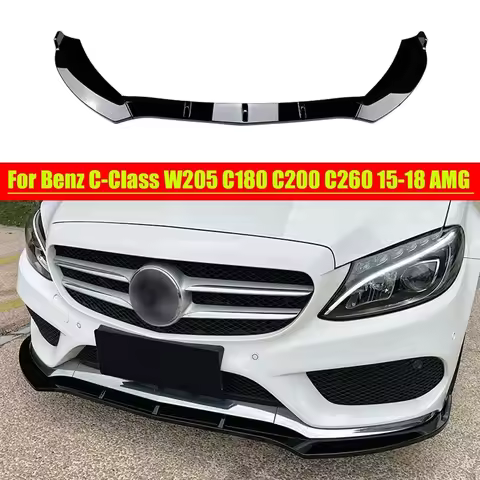 Front Bumper Splitter Spoiler Lip For Mercedes-Benz C Class AMG-Line W205 C43 C205 C200 C260 2014-20