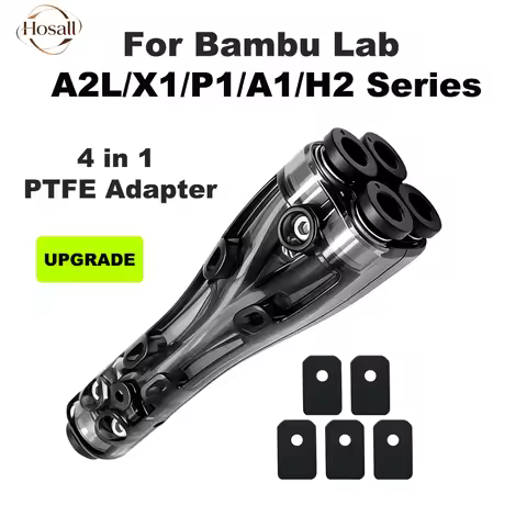 4 in 1 PTFE Adapter for Bambu Lab A2L/H2C/H2D/H2S/P1S/P1P/X1C/A1/A1 MINI Connector 4 Feeder Modules 
