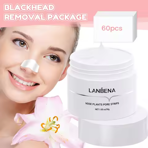 LANBENA Blackhead Remover Peel Off Mask Aloe Vera Extract Oil Control Nose Mask with 60pcs Cleanses 