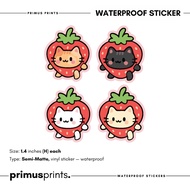 4 pcs Strawberry Cat Sticker | Cute Cat Sticker | Waterproof | Tumbler Sticker | PrimusPrints