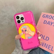 Photo Frame Airbag case Cartoon Barbie Blonde for iPhone 11 13 14 7 8 Plus 12 13Pro Max X XS Max 7 8 SE 2020 Soft Cover