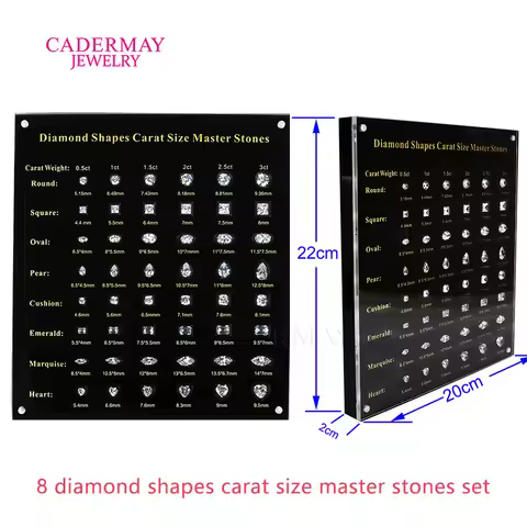 Cadermay Diamond Shapes Set 05ct-3ct 6A Cubic Zirconia Oval Pear 8 Shapes Carat Weight Size Set Diam