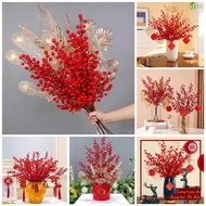 Artificial flower branches in decorative vases CNY 2024, winter peach branches, fan branches, phalae