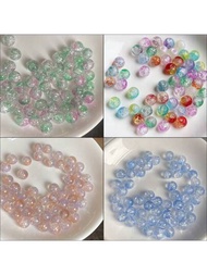 50 piezas de cuentas de vidrio con flores de colores surtidos, cuentas de vidrio craquelado de 8mm, materiales para hacer joyas de pulseras y collares DIY