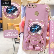 AnDyH Casing For OPPO F9 F9 PRO A7 A5S A12 A11K Phone Case Cute 3D Starry Sky Astronaut Desk Holder with lanyard