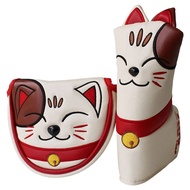 GALLOWAY สำหรับ Driver Fairway Number Tag Magnetic Closure Cute Kitty Hybrid Wood Head Cover Club Head Protector Golf Club Headcovers Golf Putter Cover Lucky Cat Blade Mallet Putter