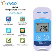 YGGO Elitech RC-5 USB Temperature Logger - IP67 Waterproof, -30°C~70°C Range, 32,000 Points Storage,