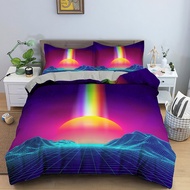 Retro Vintage 80s Purple Geometric Abstract Vaporwave Duvet Cover Set Queen King Full Size Breathable Bedding Sets Quilt Cover