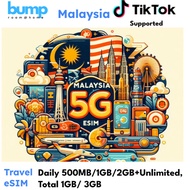 Malaysia Travel 5G eSIM | Daily500MB/1GB/2GB + Unlimited | Total 1 GB/ 3GB for 7 - 15 Days