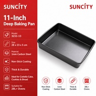 [READY STOCK] SUNCITY 11-Inch Deep Baking Pan Non-Stick Carbon Steel Baking Tray for Cake Bread Cook