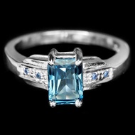 GENUINE RING 1.24CT LONDON BLUE TOPAZ REAL SILVER 925 SIZE 6.25