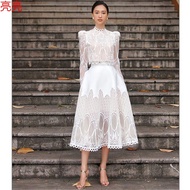 ((Liangliang) 2022 Autumn Vietnam Niche Designer Brand Customized Dress White Long-Sleeved Lace Classy Dress Skirt