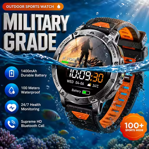 Outdoor Military 1400mAh 200-Day Standby Smartwatch Men GPS Tactical Clock Rugged IP68Waterproof SOS