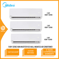 Midea Fairy Series Non Inverter R32 Wall Mounted Air Conditioner 1.0HP 1.5HP 2.0HP Smart Control 3 Star Rating  Air Cond MSMF-10CRN8 MSMF-13CRN8 MSMF-19CRN8 Penghawa Dingin